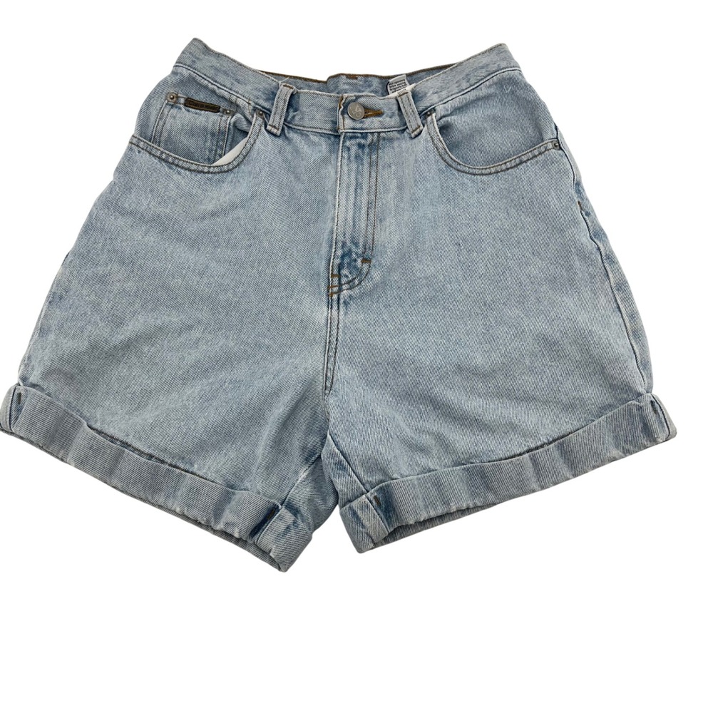 Vintage Calvin‎ Klein High Waisted Denim Cuffed Walk Shorts Light Wash Size 7/8